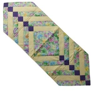 Handmade Quilted Table Runner Butterfly Print Purple Accents‎ Spring Decor
